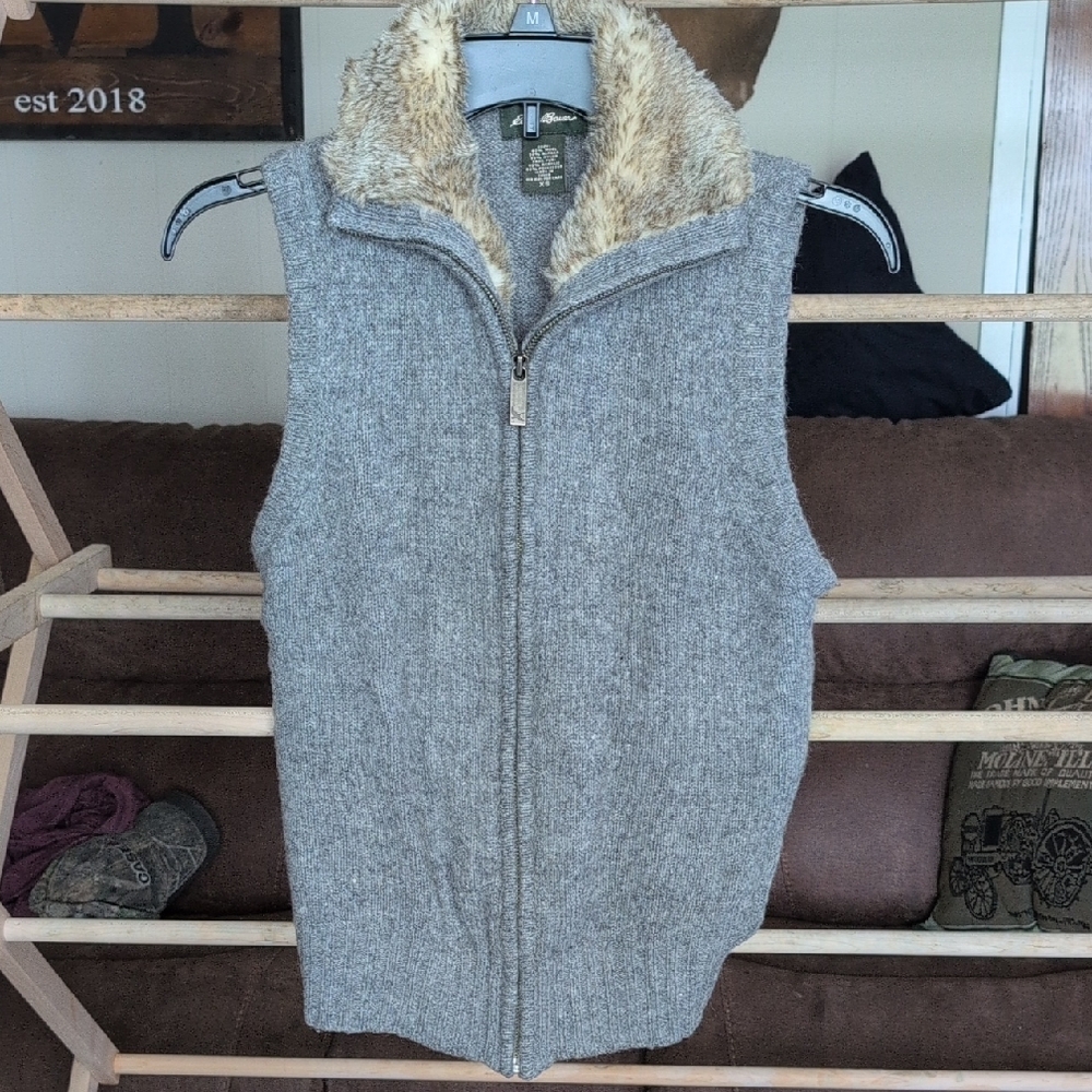 Eddie Bauer Gray Vest with Cream Lining